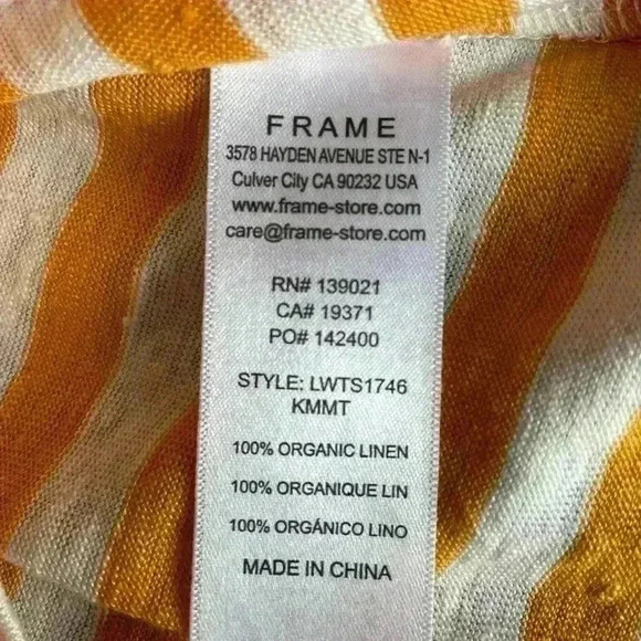 FRAME Ringer Stripe Organic Linen Racerback Tank in Kumquat Multi Size XXS NWT - Picture 9 of 9